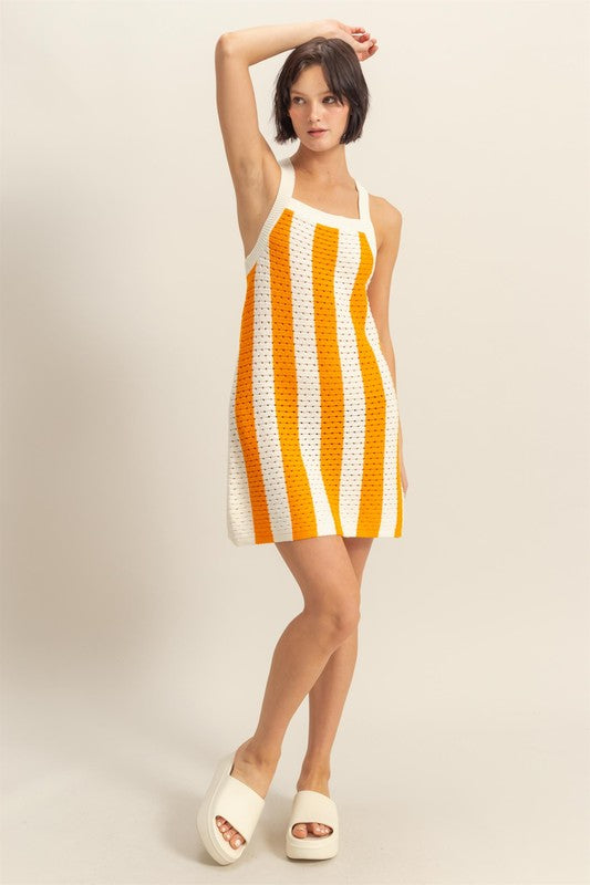 Tangerine Dream Crochet Mini Dress