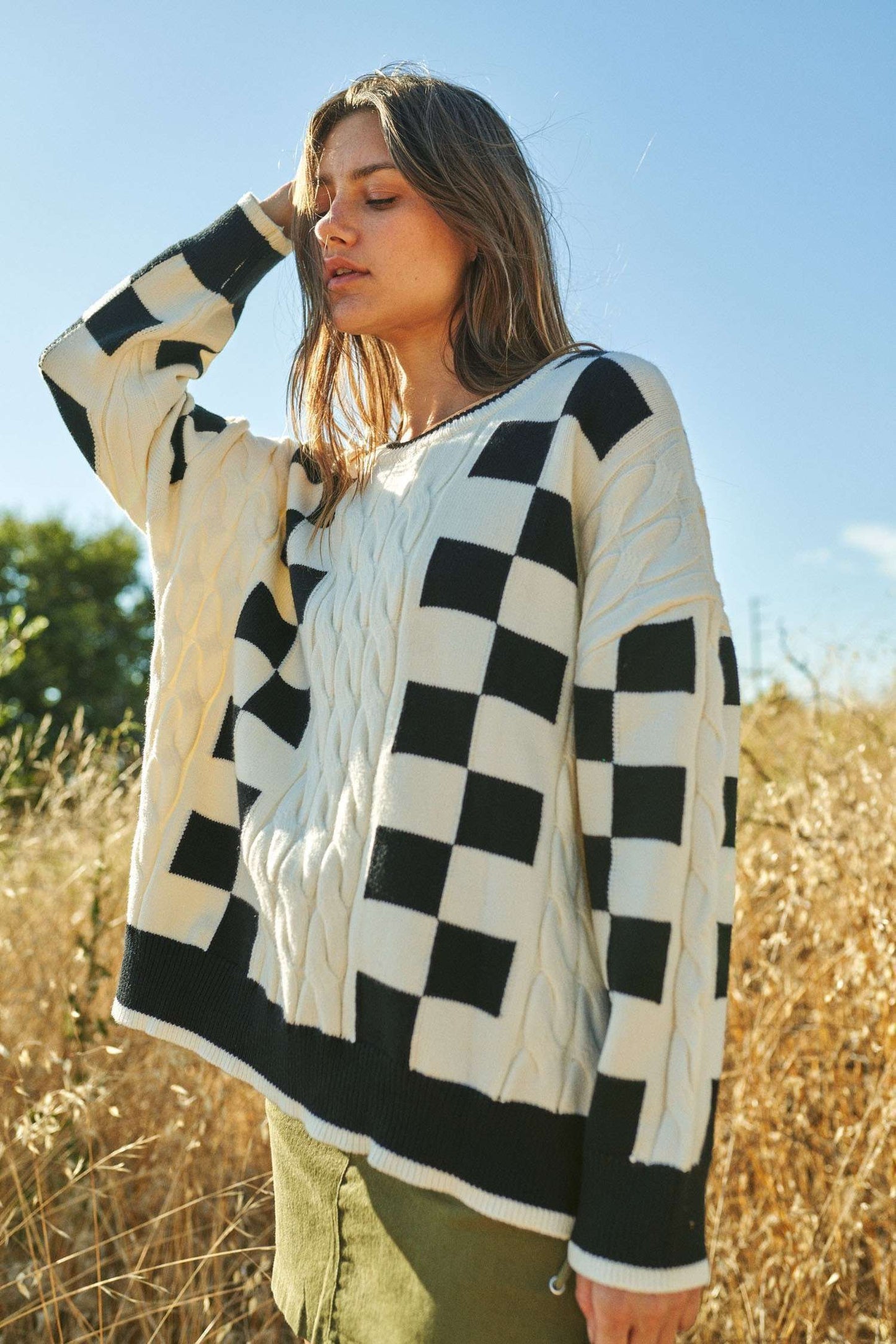 Checked Out Knit Sweater