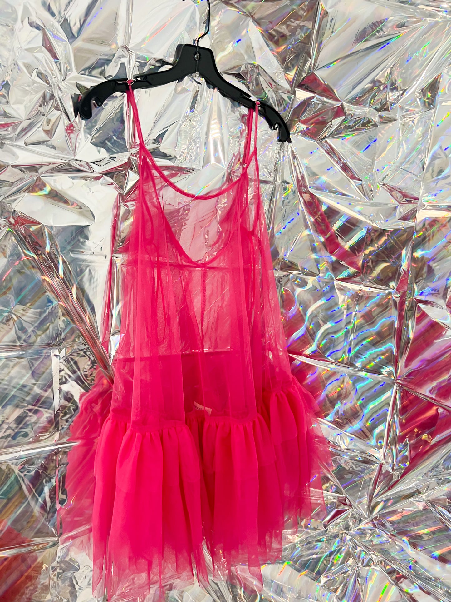 Main Stage Flouncy Mesh Slip - Fuschia