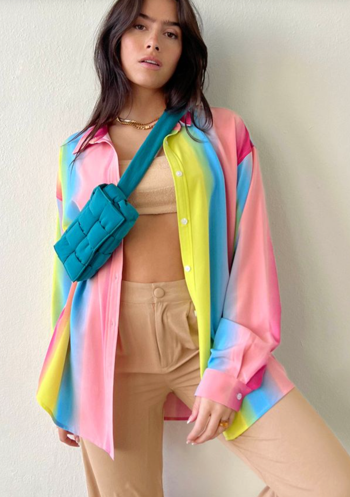 Fruity Rainbow Button Up