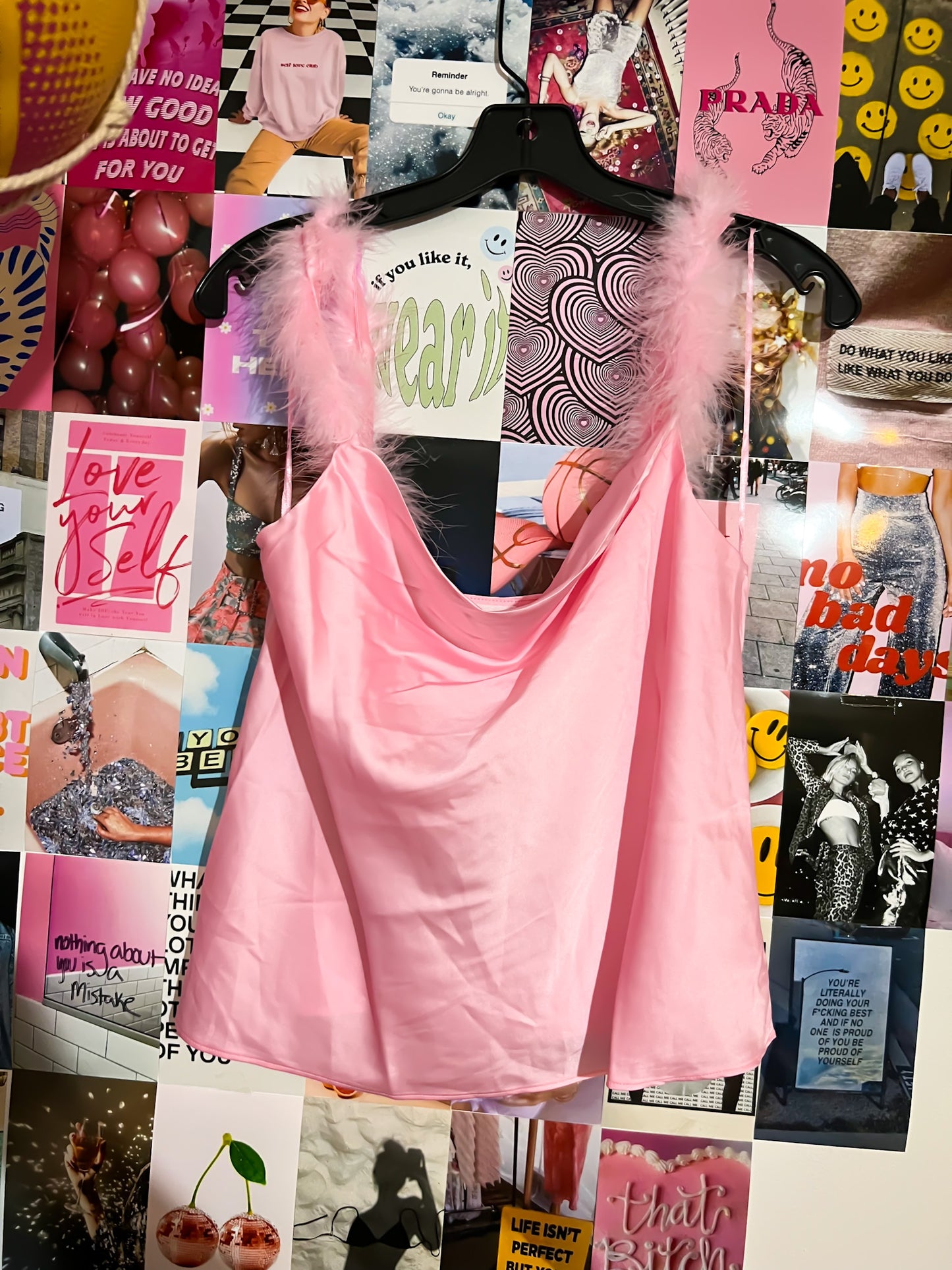 Elle Woods Satin Feather Tank
