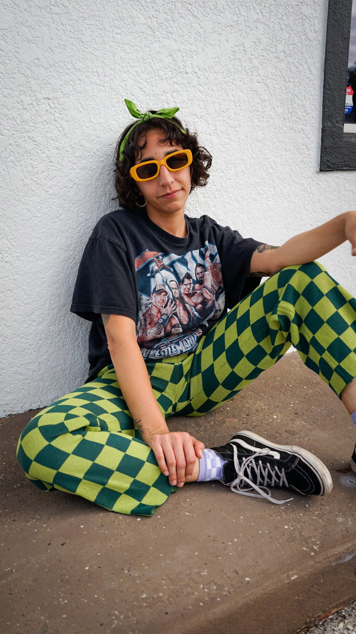 Obsessed Checker Knit Pants - Matcha