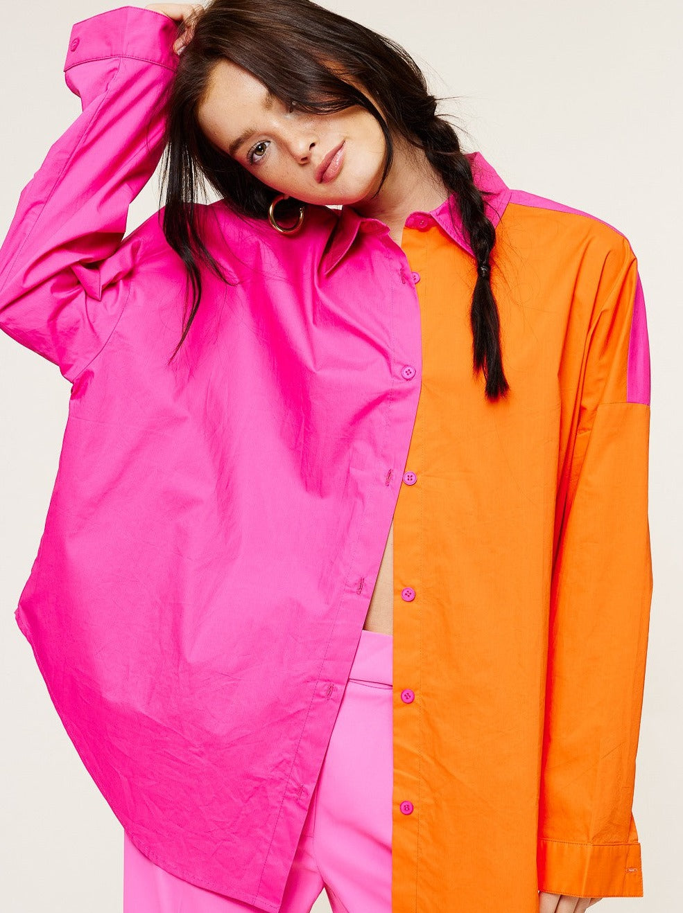 Half & Half Boyfriend Button Down