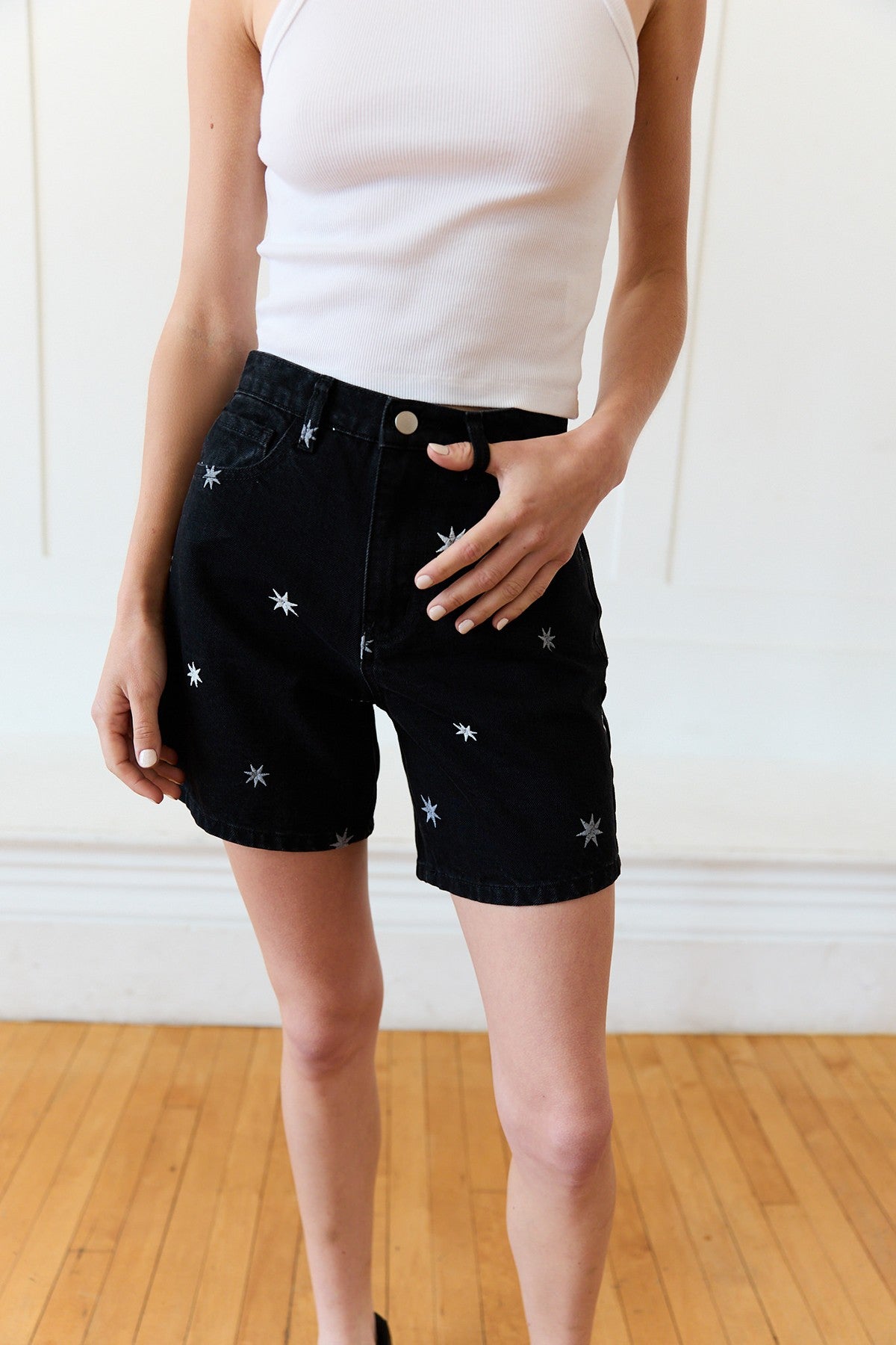Starburst Highwaisted Denim Shorts