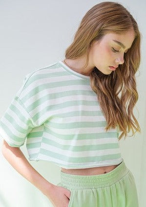 That Girl - Matcha Stripe Boxy Crop