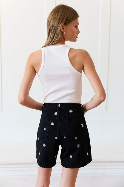 Starburst Highwaisted Denim Shorts