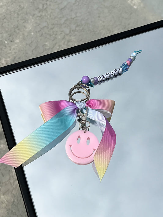 Demure Pastel Smiley Keychain