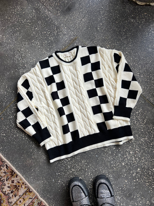 Checked Out Knit Sweater
