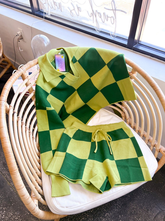 Matcha Checkered Lounge Set