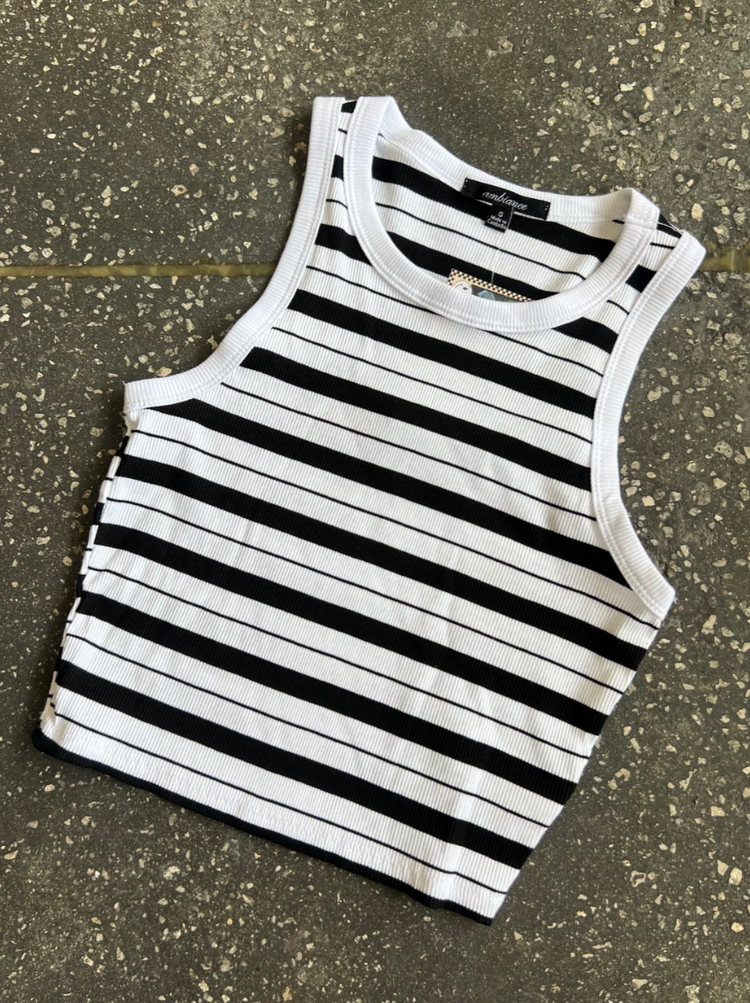 Summer Lovin Tank B&W Stripe