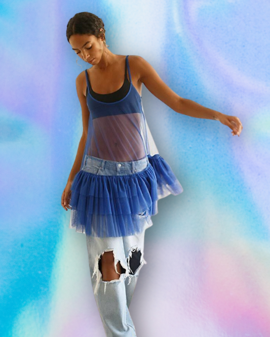 Main Stage Flouncy Mesh Slip - Cobalt