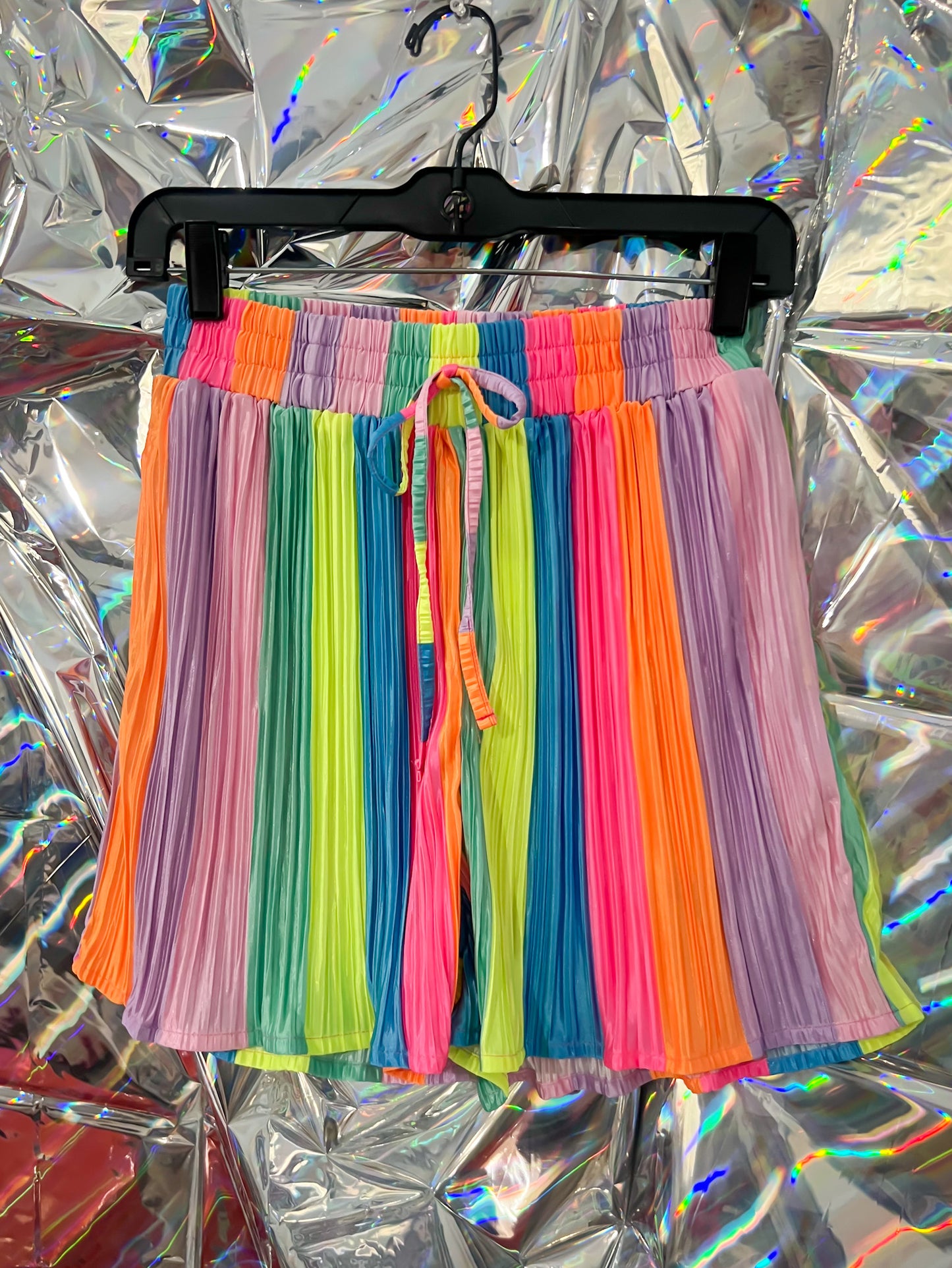 Electric Feel Rainbow Plisse Shorts Set