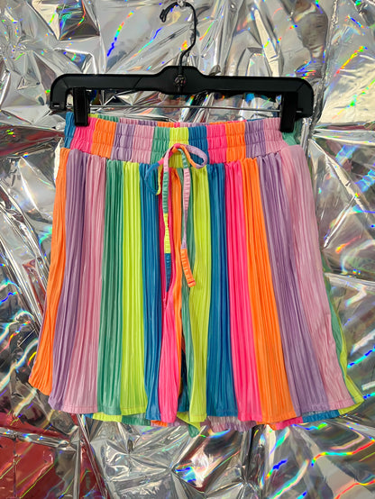 Electric Feel Rainbow Plisse Shorts Set
