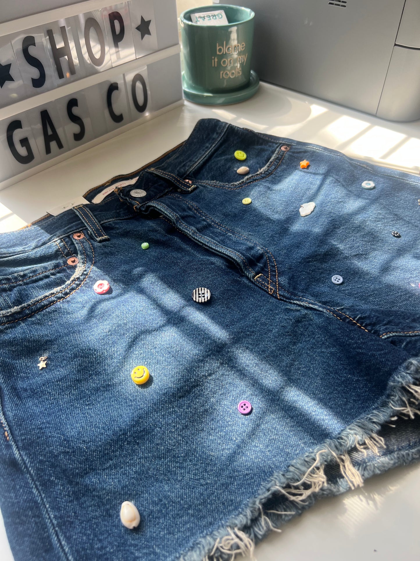 Venice Embellished Upcycled Denim Shorts