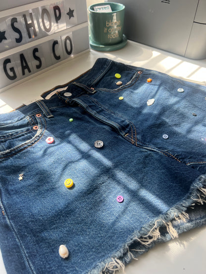 Venice Embellished Upcycled Denim Shorts