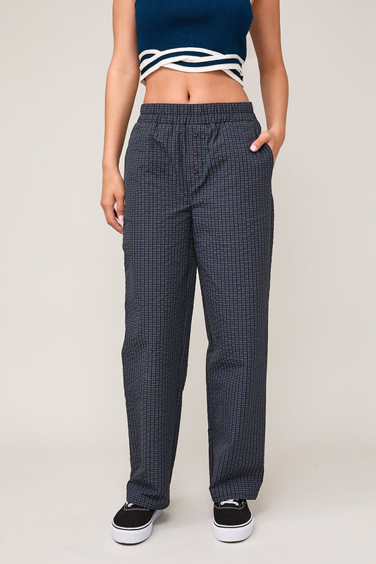 Off Duty Navy Grid Boxer Pants