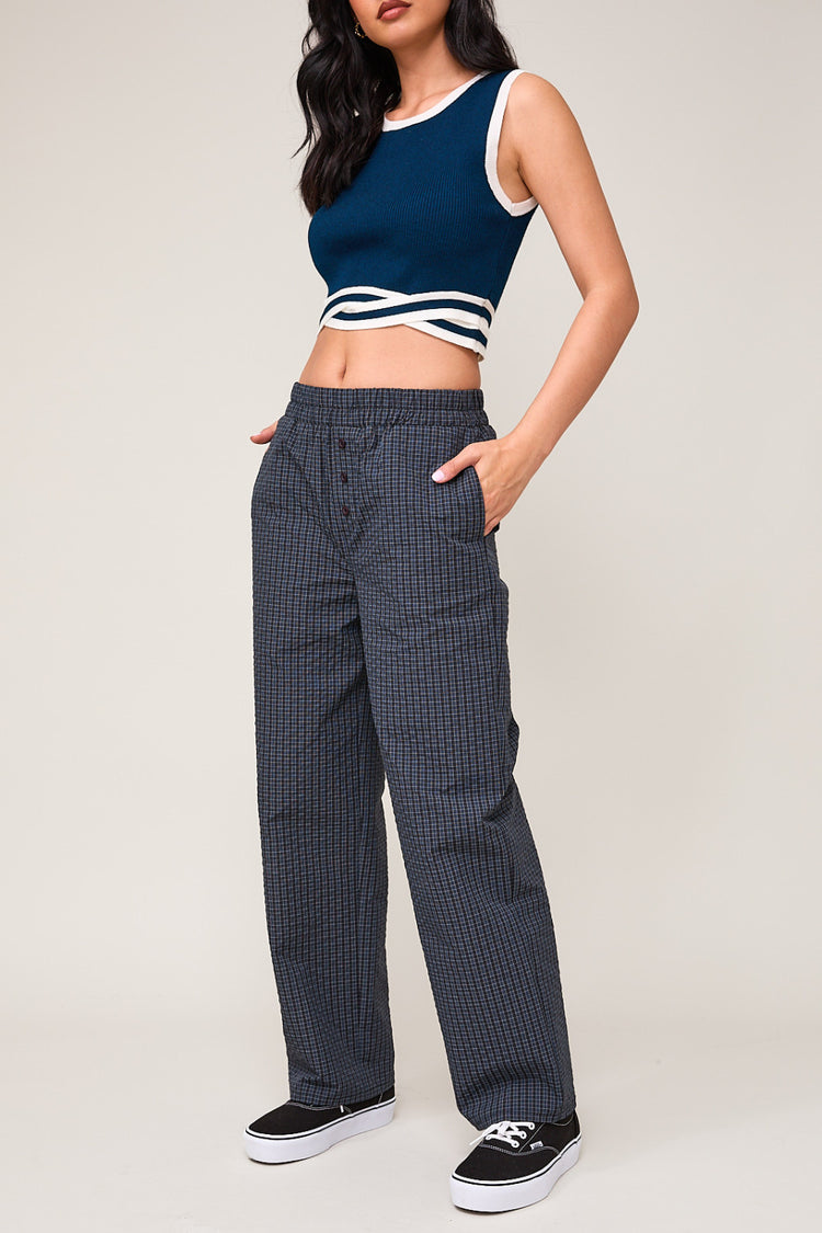 Off Duty Navy Grid Boxer Pants