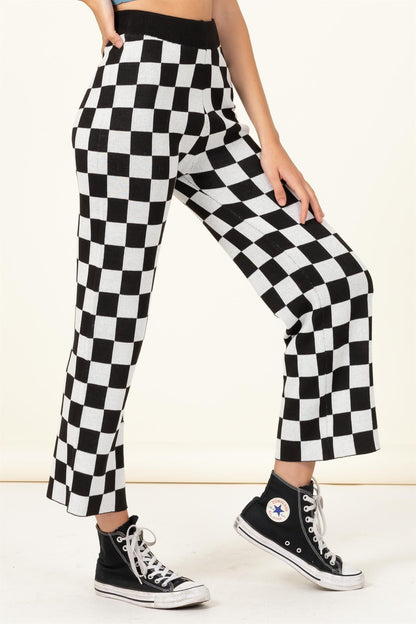 Obsessed Checker Knit Pants - Black & White