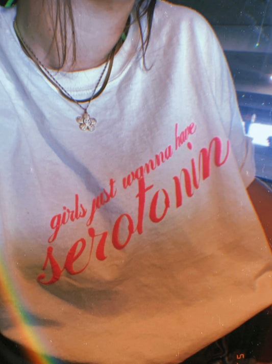 neon pink puff print girls just wanna have serotonin