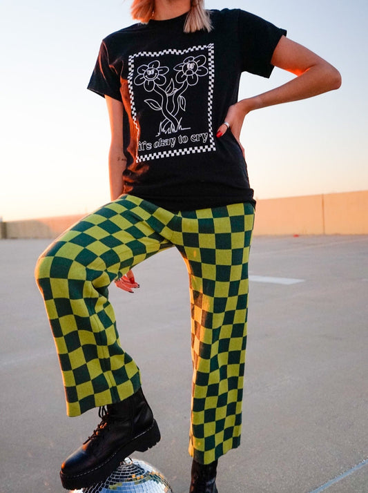 Obsessed Checker Knit Pants - Matcha