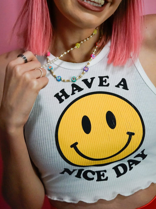 have a nice day smiley face tank top